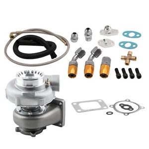 GT3582 GT35 T3 Turbo + Oil feed & Return Line Kit Universal Turbocharger A/R .63 - Picture 1 of 12