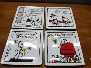Pottery Barn Peanuts Porcelain Appetizer Plates Snoopy Charlie Brown Christmas - Picture 1 of 5