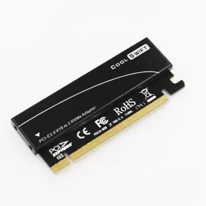 PCIe 4.0 3.0 X16 Adapter Card With Heatsink Case (Black) for M.2 NVMe 2280 SSD - Picture 1 of 9