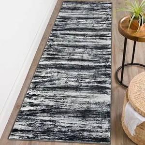 KOZYFLY Modern Abstract Hallway Runner Rug Washable Non-Slip Kitchen Runner Rug - Picture 1 of 14