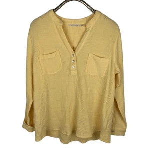 Soft Surroundings Yellow Long Sleeve Cotton Gauze Popover Top Tunic Size Large - Picture 1 of 8