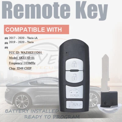 Llave de entrada sin llave para Toyota Yaris iA 2017 2018 19 2020 mando a distancia SKE13D-01 Foto 1 de 4