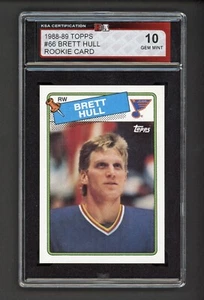 1988-89 TOPPS #66 BRETT HULL ROOKIE CARD KSA 10 GEM MINT - Picture 1 of 2
