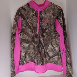TrueTimber Women's Pink Kanati Camo HTC Performance 1/4 Zip Pullover Sz XL - Picture 1 of 6