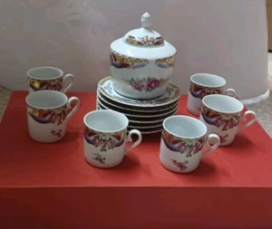 SET CAFFE' DA 6 TAZZINE PIU' PIATTINI E ZUCCHERIERA VIZAZI LIMOGES - Foto 1 di 3