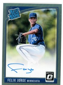 Felix Jorge 2018 Panini Donruss Optic Baseball Rookie RC Auto Black Prizm #14/25