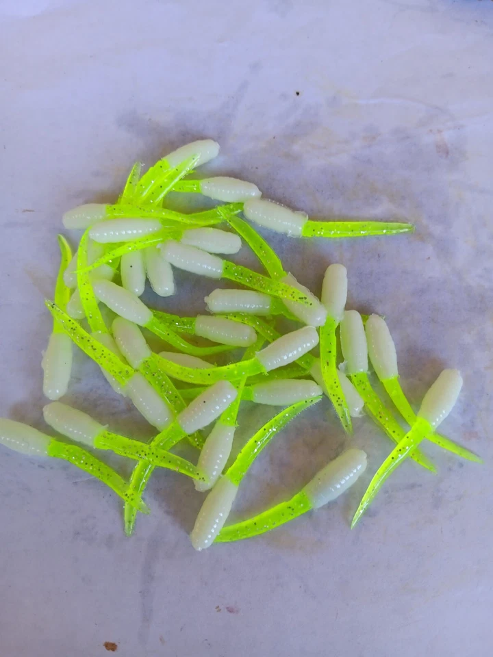 50 Southern Pro Panfish Stingers 1.5" PS10 White/Chartreuse sparkle