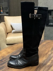 CIRCA Joan & David US 8 Womens Black Suede Leather Knee High Riding Boots CJRAAH - Picture 1 of 16