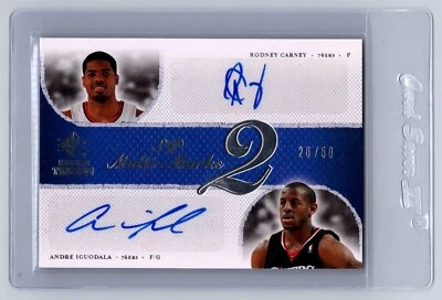 2007-08 UD NBA SP Rookie Threads ANDRE IGUODALA Dual Auto #26/50 Rodney Carney - Image 1 of 2