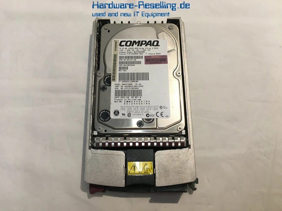 Compaq SCSI 3,5 " 73GB 10K RPM 8MB BD0726459C 233806-004 CA05904-B40100DC - Immagine 1 di 1
