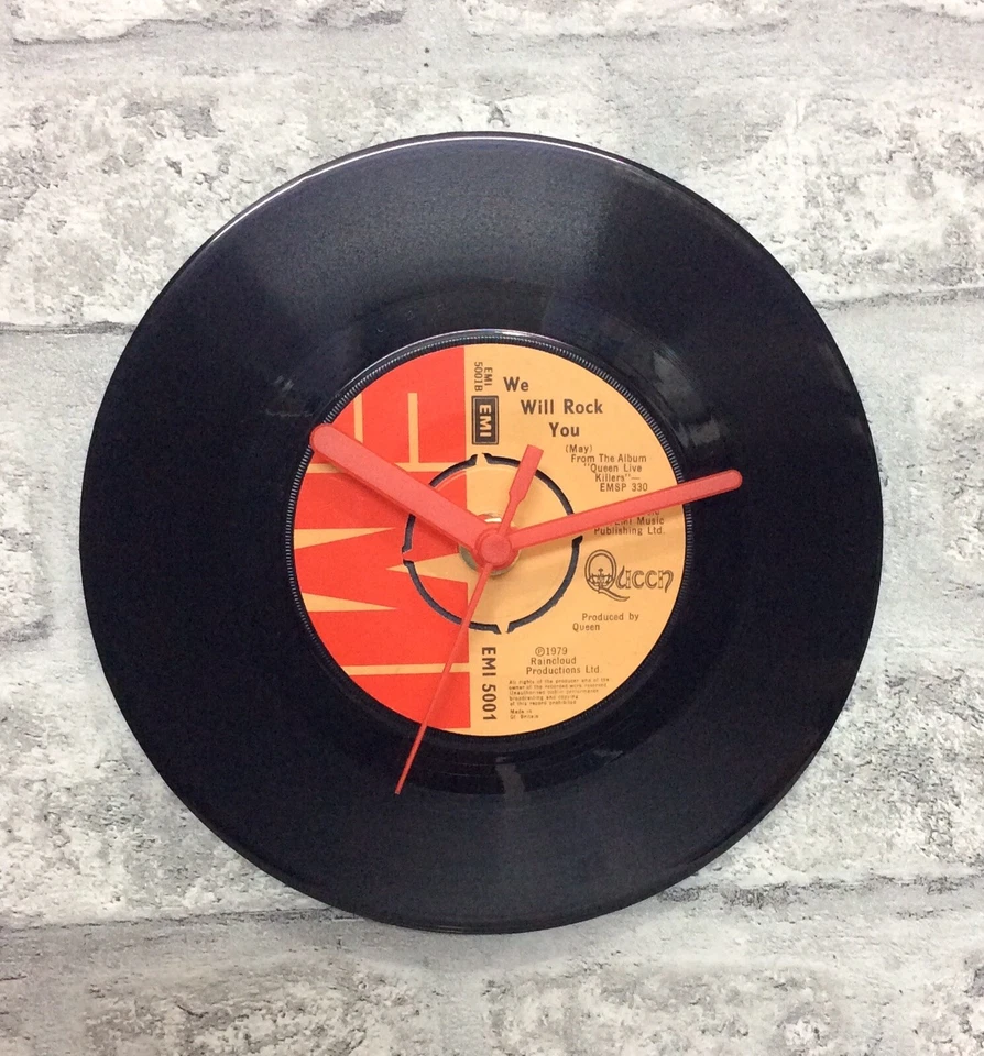 QUEEN WE WILL ROCK YOU   UK 7" Vinyl Record WALL Clock 80s - Image 1 of 1