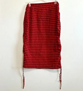 Minigonna Nasty Gal donna rossa gingham increspata cravatta laterale regolabile taglia 2 grunge - Foto 1 di 11