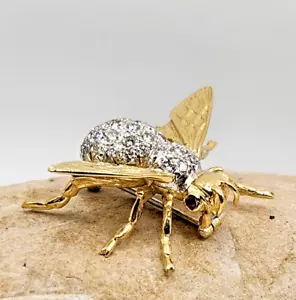 Spilla/spilla ape in oro giallo 18 kt* con diamanti e rubini 0,95 ct G-H/VS - Foto 1 di 9