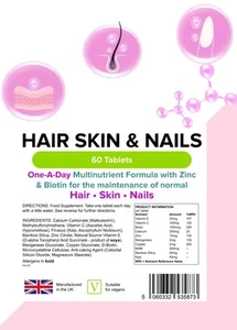Hair, Skin & Nails Care (60 Tablets) Multivitamin, Help Immune System LINDENS UK - Picture 1 of 17