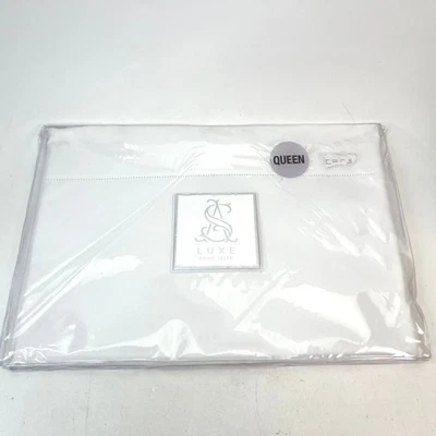 Annie Selke Luxe Grace Percale Queen Flat Sheet White 800 Thread Count - Image 1 of 4