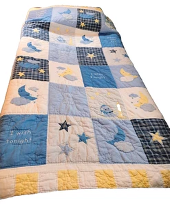 Handmade Reversible Block TWIN QUILT Nursery Rhyme Twinkle Little Star Cottage - Picture 1 of 17
