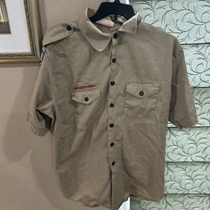 Boy Scout BSA UNIFORM SHIRT Mens 2XL  Tan Short Sleeve 100% Cotton D58 - Picture 1 of 8