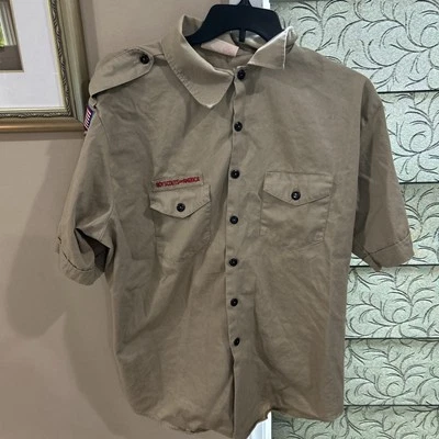 Boy Scout BSA UNIFORM SHIRT Mens 2XL  Tan Short Sleeve 100% Cotton D58 - Image 1 of 4