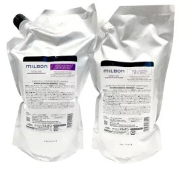 Milbon Volumizing Shampoo & Treatment 1000ml Set – Add Volume & Lift Fine Hair - Image 1 of 1