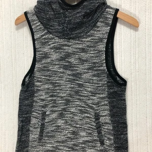 Aerie Womens XS Sleeveless Hoodie Black White Knit Pullover Vest Casual - Picture 1 of 6