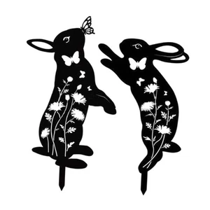2x Decorative Garden Iron Stakes Lawn Ornament Backyard Patio Animal Decors for - Picture 1 of 11