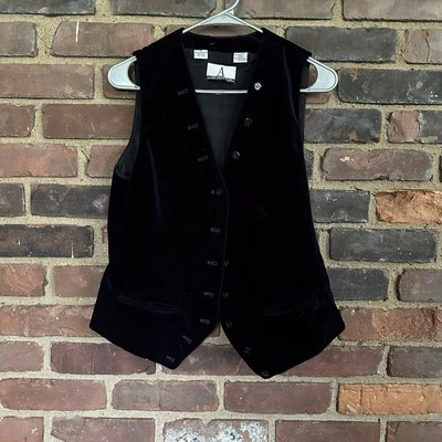 Chaleco De Colección Años 90 Y2K ANNE KLEIN Terciopelo Azul Marino Talla 2-34 Pecho - Barato Plus Foto 1 de 4