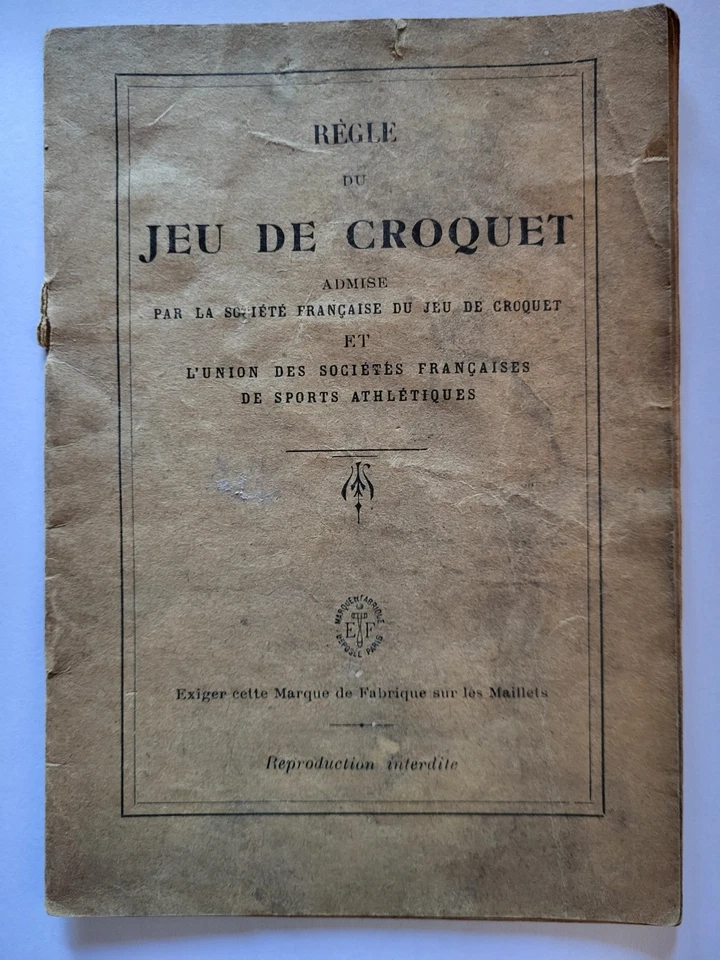 notice ancienne "REGLE du JEU DE  CROQUET" " (vers années 30) - Photo 1/1