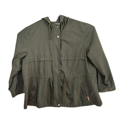 St. John's Bay women's hooded jacket, 3XL, full zip, olive green, long sleeves - Image 1 of 4