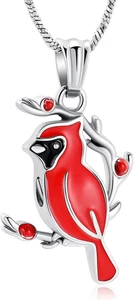 Yinplsmemory Cremación Joyería Rojo Cardenal Urna Collar para Cenizas para Humano/Mascota - Imagen 1 de 12