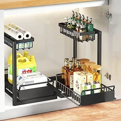 Under Sink Organizer, 2 Tier Under Sink Organizers and Storage, Premium Metal  Foto 1 de 4