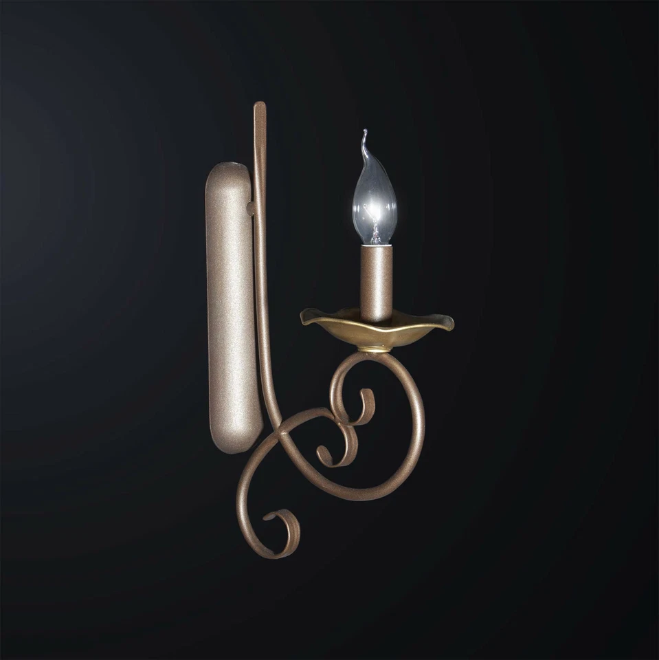 Luminária de parede clássica marrom e dourada ferro forjado 1 lâmpada BGA 3065-AP1 - Imagem 1 de 1