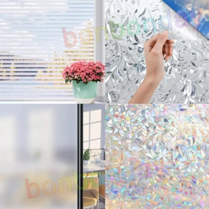 2-5M Rainbow Frosted Window Film Privacy Stained Cling Static Glass Vinyl Film - Picture 1 of 22