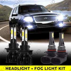 For Ford Explorer 2006 2007 2008 - 2010 - 4PC 6000K LED Headlight Fog Light Bulb - Picture 1 of 11