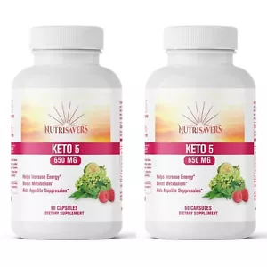 Keto-5 Blend Extra Strength Keto Blend, Raspberry Ketone Green Tea, 120 Caps - Picture 1 of 8