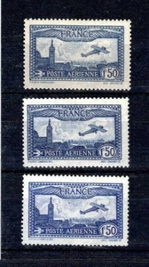 FRANCE YVERT AIR POST 6+6a+6b " BLUE+ULTRAMARINE+ULTRAMARINE BRIGHT"MNH VF X480 - Picture 1 of 1