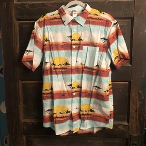 Disney Lion King Button Up Shirt Cotton L Mens Single Pocket Short Sleeve Camp - Picture 1 of 11