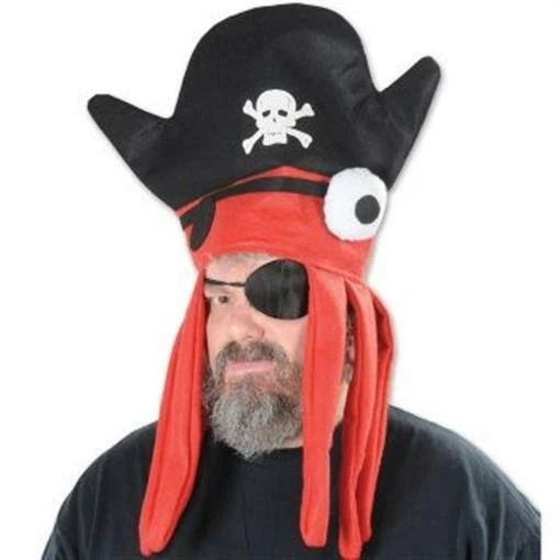 Sombrero de calamar pirata de fieltro tamaño de cabeza completa se adapta a la mayoría de los adultos pirata disfraz de Halloween Foto 1 de 1