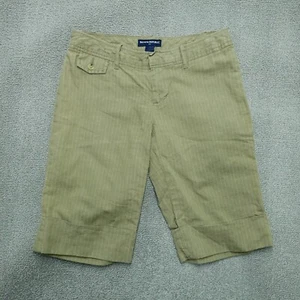 Banana Republic Bermuda Shorts Women Size To Brown Striped Linen Blend Cuffed - Picture 1 of 5