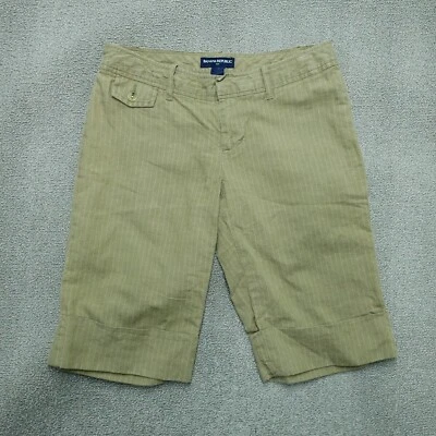 Banana Republic Bermuda Shorts Women Size To Brown Striped Linen Blend Cuffed - Image 1 of 4