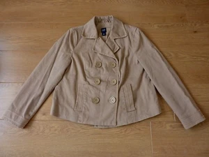 Gap Ladies Double Breasted Button up Beige Cropped Jacket Size LG - Picture 1 of 12