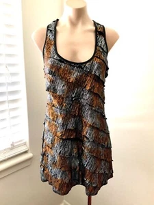 XOXO Black Silver & Bronze Layered Mini Dress Size M Party Dress Club - Picture 1 of 4