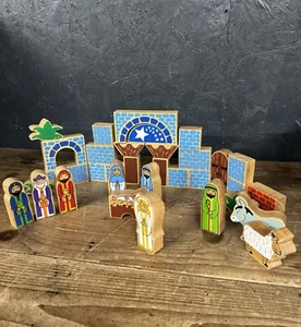 Belén navideño vintage y establo de madera - Imagen 1 de 8
