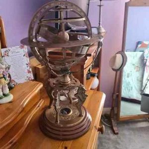 18" Kugel Himmlischer Löwe Säulen Kompass GROSS GRAVIERT Messing Armillare Astro G - Bild 1 von 7
