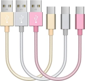 Short Chargers, USB Type-C to USB A Fast Charger Cable Cords, High Speed Data 3X - Picture 1 of 6