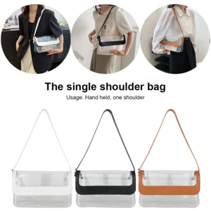 PVC Transparent Shoulder Bag Casual Cute Clear Purse Fashion for Sport Festivals - Picture 1 of 18
