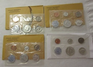 4 FOUR  SETS ~ 1964 US MINT ~  SILVER PROOF FLAT PACK 5 COIN SET in ENVELOPE (J) - Picture 1 of 8