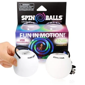 Spinballs LED Poi Balls Glow.0 – USB Rechargeable LED Poi Spinners – 22 Vibra... - Picture 1 of 7