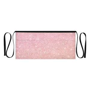 Waist Apron Rose Pink Glitter Short Server Apron with 3 Pockets Waterproof - Picture 1 of 6