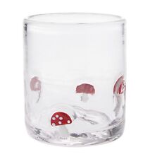 WORLD MARKET  Mushroom Inlay Double Old Fashioned Glass Red Drinkware 1 Pc