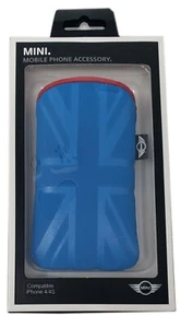 WEICHE LEDER TASCHE MINI COOPER HÜLLE BLAU COVER FÜR APPLE IPHONE 4 4S CASE - Bild 1 von 12